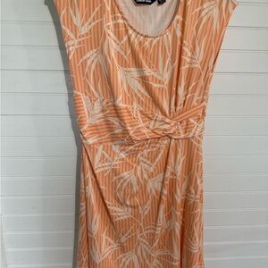 Lands' End Orange Pink Wrap Tie Front Midi Dress